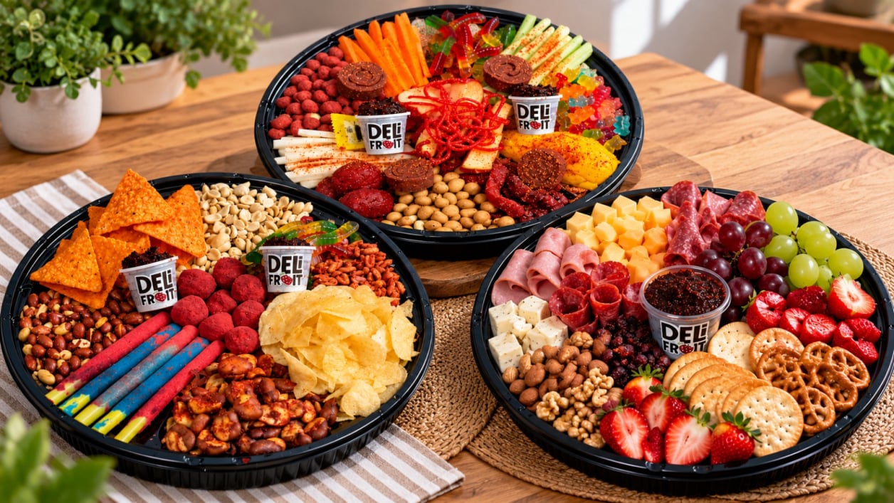 Charolas de frutas, botanas y antojitos para compartir en reuniones y eventos